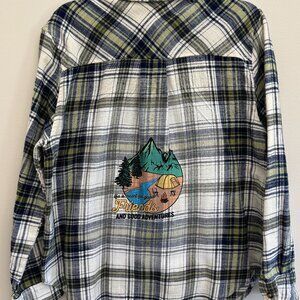 Upcycled Flannel - Life is Meant for Good Times and Good Friends Transfer - Med